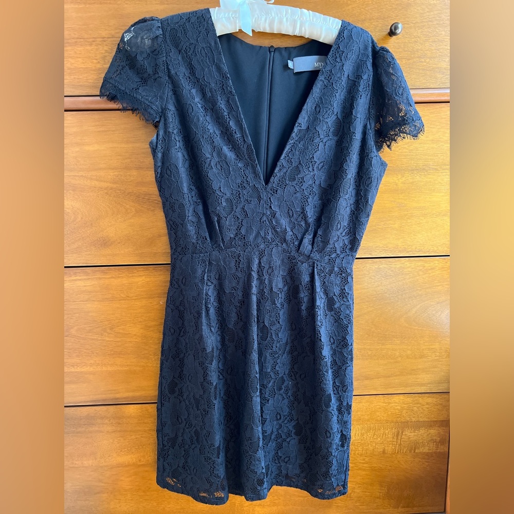 Black lace mini dress